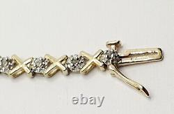 0.15ct Diamond Line Crisscross Bracelet 7.15 / 18.5cm 9ct Yellow Gold 4.8g