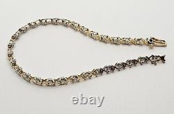 0.15ct Diamond Line Crisscross Bracelet 7.15 / 18.5cm 9ct Yellow Gold 4.8g