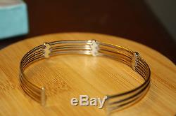 100% Genuine 9ct Solid Yellow White Gold Bangle wt Diamonds. Excellent Condition