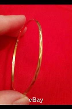 100% Genuine 9ct Yellow Solid Gold Diamond Etched Bangle. Made In UK. As NEW