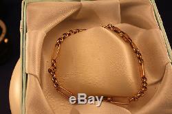 100% Genuine Vintage 9ct Gold 110 Figaro Belcher Bracelet. Very Unique 18cm