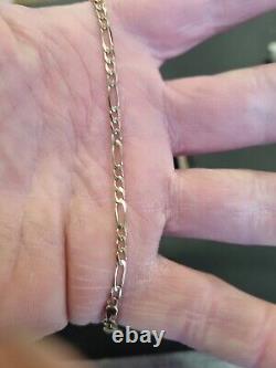 (10) 9ct/375 Micro Figaro Bracelet 7.5 Inch 2.66 Grams