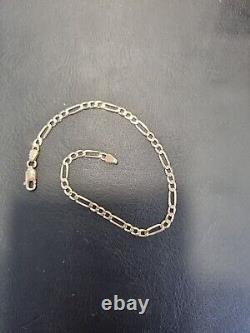 (10) 9ct/375 Micro Figaro Bracelet 7.5 Inch 2.66 Grams