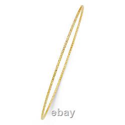 14k Solid Yellow Gold 1 mm Square Tube Slip-On 7.5 IN Thin Bangle Bracelet
