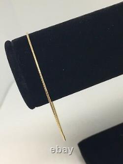 14k Solid Yellow Gold 1 mm Square Tube Slip-On 7.5 IN Thin Bangle Bracelet