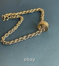 18ct Gold Diamond Bracelet Charm 0.25ct 9ct Rope Chain Hallmarked Barrel