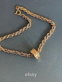 18ct Gold Diamond Bracelet Charm 0.25ct 9ct Rope Chain Hallmarked Barrel