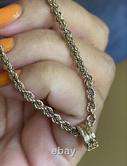 18ct Gold Diamond Bracelet Charm 0.25ct 9ct Rope Chain Hallmarked Barrel