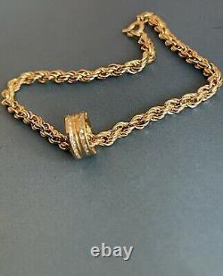 18ct Gold Diamond Bracelet Charm 0.25ct 9ct Rope Chain Hallmarked Barrel