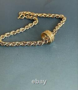 18ct Gold Diamond Bracelet Charm 0.25ct 9ct Rope Chain Hallmarked Barrel