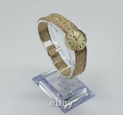 1972 Ladies Solid 9ct Gold Omega Dress Watch On Integral 9ct Gold Mesh Bracelet