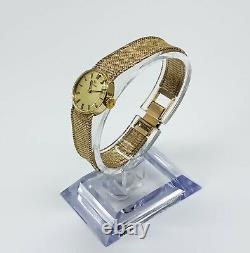 1972 Ladies Solid 9ct Gold Omega Dress Watch On Integral 9ct Gold Mesh Bracelet