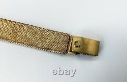 1972 Ladies Solid 9ct Gold Omega Dress Watch On Integral 9ct Gold Mesh Bracelet