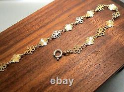 19cm (7 1/2'') 9ct Gold Diamond Cut Flower Link Bracelet 2.4g