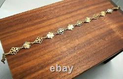 19cm (7 1/2'') 9ct Gold Diamond Cut Flower Link Bracelet 2.4g