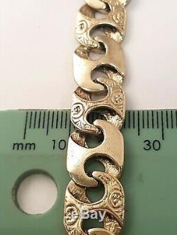(1) Beautiful 9ct Gold Fancy Patterned Bracelet Full British Hallmark