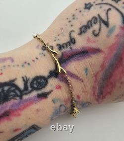 2.38g 9ct Yellow Gold Belcher Branch Link Bracelet 19cm Rolo Dainty Twig 375 9kt