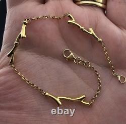 2.38g 9ct Yellow Gold Belcher Branch Link Bracelet 19cm Rolo Dainty Twig 375 9kt