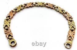2 tone 9ct 9 Carat Gold Bracelet 8mm wide 19cm long classic Retro Jewellery