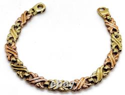 2 tone 9ct 9 Carat Gold Bracelet 8mm wide 19cm long classic Retro Jewellery