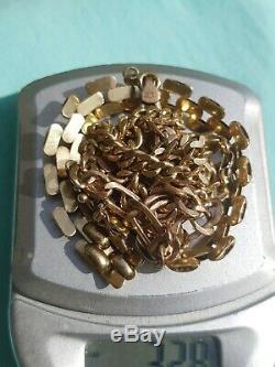 33g Joblot stamped9ct Gold bracelets panther, t bar albert, Figaro, kerb chains