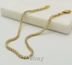 375 9ct Real Yellow Gold 2mm Diamond Tennis Bracelet 7.5 INCH