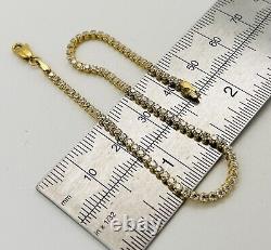 375 9ct Real Yellow Gold 2mm Diamond Tennis Bracelet 7.5 INCH