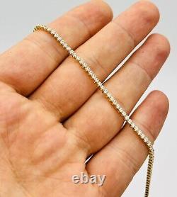 375 9ct Real Yellow Gold 2mm Diamond Tennis Bracelet 7.5 INCH