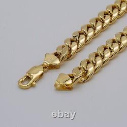 375 9ct Yellow Gold 10mm Mens Heavy Curb Cuban Link Bracelet 8.5 Inch Gift Boxed