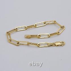 375 9ct Yellow Gold 5mm Women Oval Link Paperclip Bracelet 7.5 Brand New