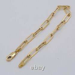 375 9ct Yellow Gold 5mm Women Oval Link Paperclip Bracelet 7.5 Brand New