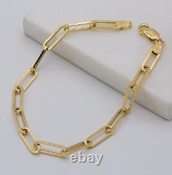 375 9ct Yellow Gold 5mm Women Oval Link Paperclip Bracelet 7.5 Brand New