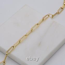 375 9ct Yellow Gold 5mm Women Oval Link Paperclip Bracelet 7.5 Brand New