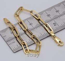 375 9ct Yellow Gold 5mm Women Oval Link Paperclip Bracelet 7.5 Brand New