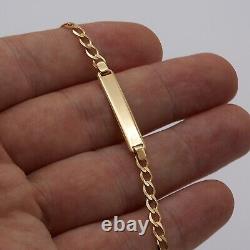 375 9ct Yellow Gold Baby Identity Curb Link Bracelet 6 Inch ID Bangle Gift Boxed