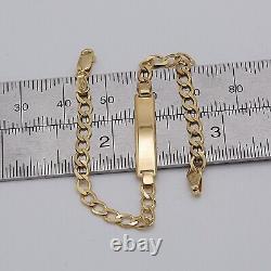 375 9ct Yellow Gold Baby Identity Curb Link Bracelet 6 Inch ID Bangle Gift Boxed