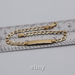 375 9ct Yellow Gold Baby Identity Curb Link Bracelet 6 Inch ID Bangle Gift Boxed