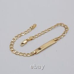 375 9ct Yellow Gold Baby Identity Curb Link Bracelet 6 Inch ID Bangle Gift Boxed