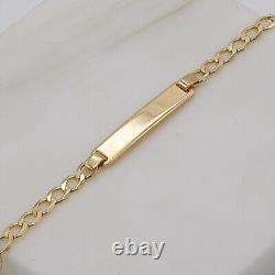 375 9ct Yellow Gold Baby Identity Curb Link Bracelet 6 Inch ID Bangle Gift Boxed