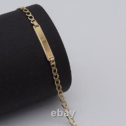 375 9ct Yellow Gold Baby Identity Curb Link Bracelet 6 Inch ID Bangle Gift Boxed