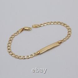 375 9ct Yellow Gold Baby Identity Curb Link Bracelet 6 Inch ID Bangle Gift Boxed