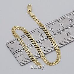 375 9ct Yellow Gold Men&Women 3mm Pave Curb Bracelet 7.5 Inch Brand New