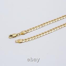 375 9ct Yellow Gold Mens 5mm Flat Curb Bracelet Brand New 8.5 Inches