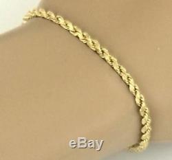 375 9ct Yellow Gold Rope Bracelet Ladies, 2.00 4.5mm, Vintage