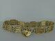 375 9ct Yellow & White Gold Gate Bracelet With Heart Padlock Authentic Retro