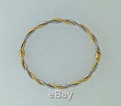 375 9ct Yellow, & White Gold Twisted Bangle Fully Hallmarked
