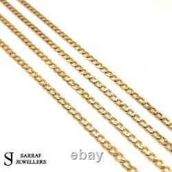 3MM CURB Chain 9ct 375 Yellow GOLD SOLID Bracelet Necklace ALL SIZE BRAND NEW