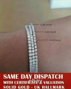 4 carat Round Brilliant Cut Diamond Tennis Bracelet Uk Hallmark White Gold