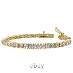 5.00ct Exceptional White Round Diamond Tennis Bracelet, UK Hallmarked Y. Gold