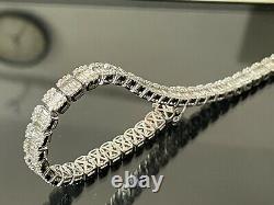7.24 Ct Round And Baguette Diamond Tennis Bracelet, white gold